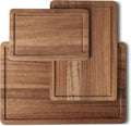 Wooden Chopping Boards, 3-Piece Set, Acacia Wood, Pre-Oiled with Juice Groove